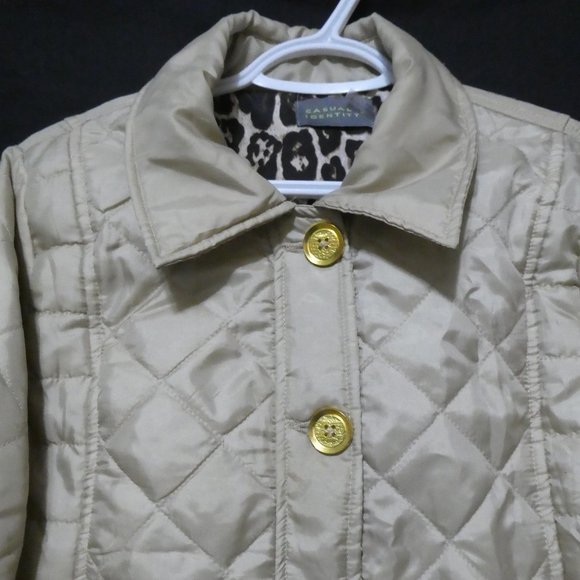 CASUAL IDENTITY | large | Camel Quilted Jacket With Gold Button-Up Front | NWOT - Picture 4 of 16